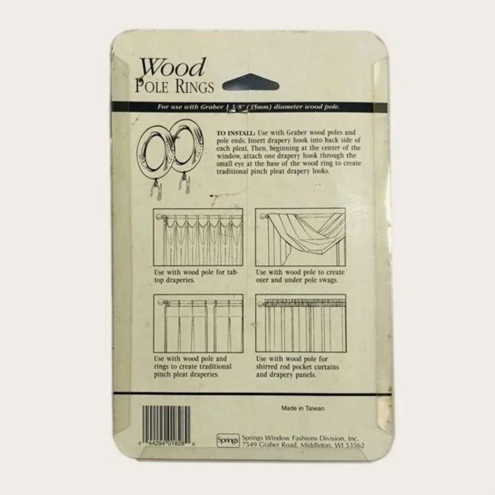 Graber Wood Pole Rings Natural Finish Pack of 7 for 1-3/8